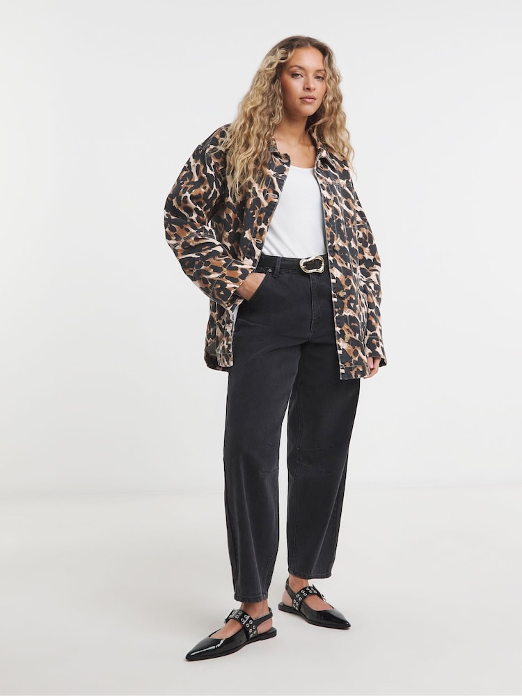 Simply Be Leopard Print Utility Jacket - Image 1 of 4