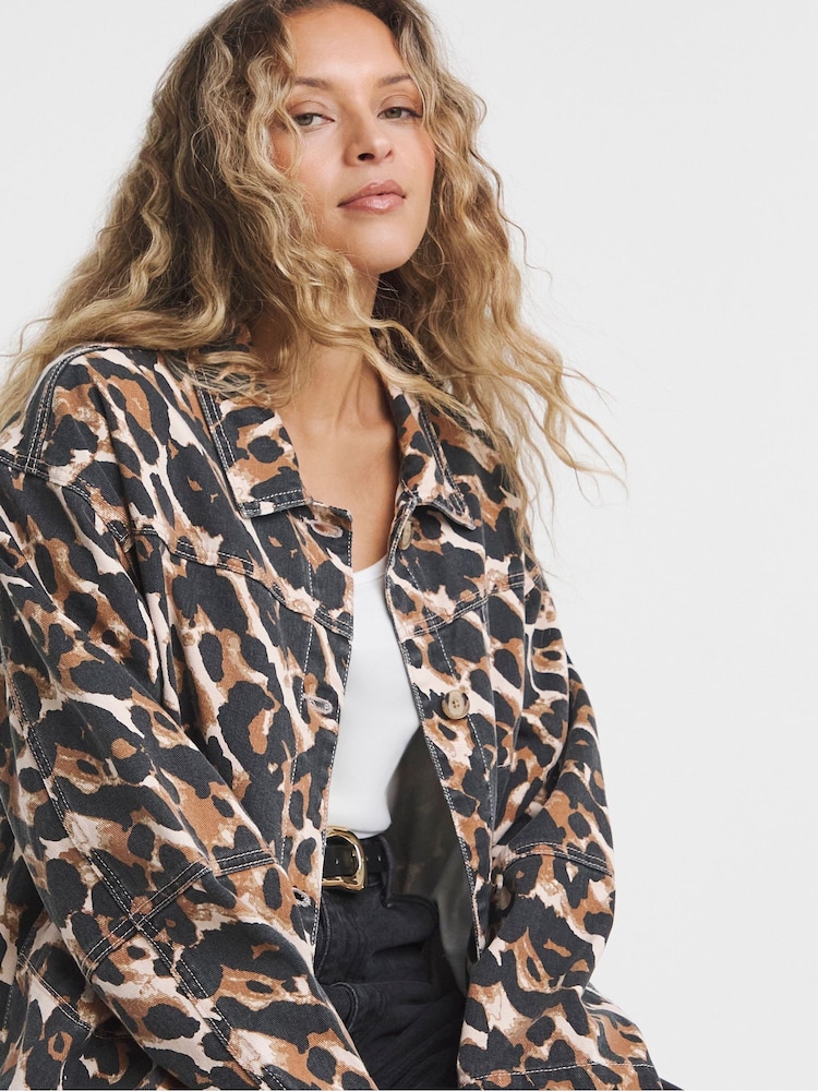Simply Be Leopard Print Utility Jacket - Image 4 of 4