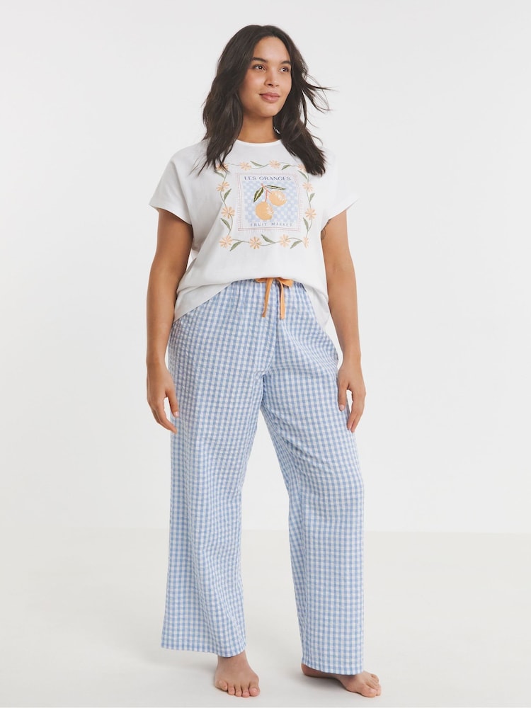 Simply Be Gingham Print 100% Cotton Pyjamas Set - صورة 4 من 4