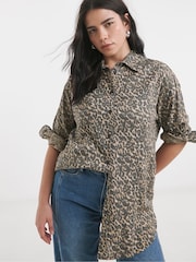Simply Be Leopard Print Relaxed 100% Linen Shirt - Image 2 of 5