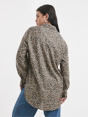 Simply Be Leopard Print Relaxed 100% Linen Shirt - Image 3 of 5