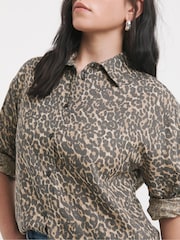 Simply Be Leopard Print Relaxed 100% Linen Shirt - Image 4 of 5