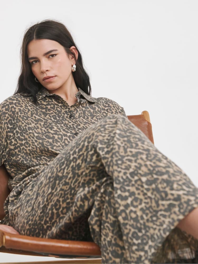 Simply Be Leopard Print Relaxed 100% Linen Shirt - Image 5 of 5