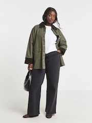 Simply Be Green Waxed Cord Collar Jacket - Image 3 of 4
