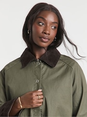Simply Be Green Waxed Cord Collar Jacket - Image 4 of 4