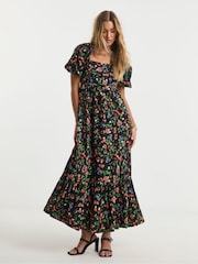 Simply Be Black Poplin Maxi 100% Cotton Dress - Image 2 of 6