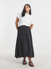 Simply Be Black Bubble Hem Midaxi Skirt - Image 1 of 4
