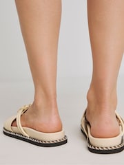 Simply Be Natural Wide Fit Wide fit Whipstitch Two Strap Footbed Sandals - Image 2 of 4