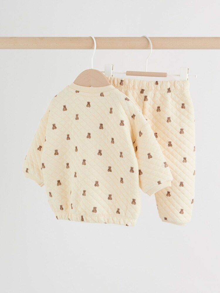 Neutral Bear Baby Quilted Sweat and Joggers Set (0mths-2yrs) - Image 2 of 15