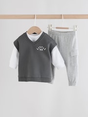Grey Little Man Baby Gilet Top and Leggings Set (0mths-2yrs) - Image 1 of 13