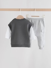 Grey Little Man Baby Gilet Top and Leggings Set (0mths-2yrs) - Image 2 of 13