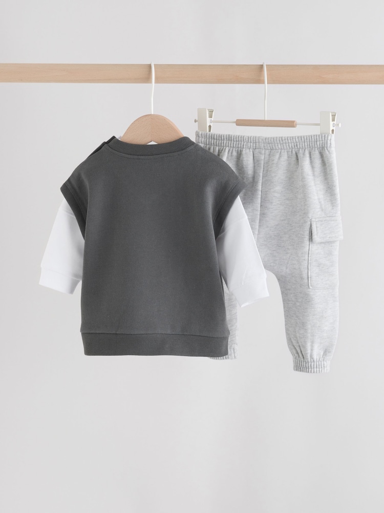 Grey Little Man Baby Gilet Top and Leggings Set (0mths-2yrs) - Image 2 of 13