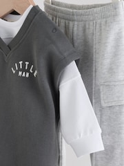 Grey Little Man Baby Gilet Top and Leggings Set (0mths-2yrs) - Image 8 of 13