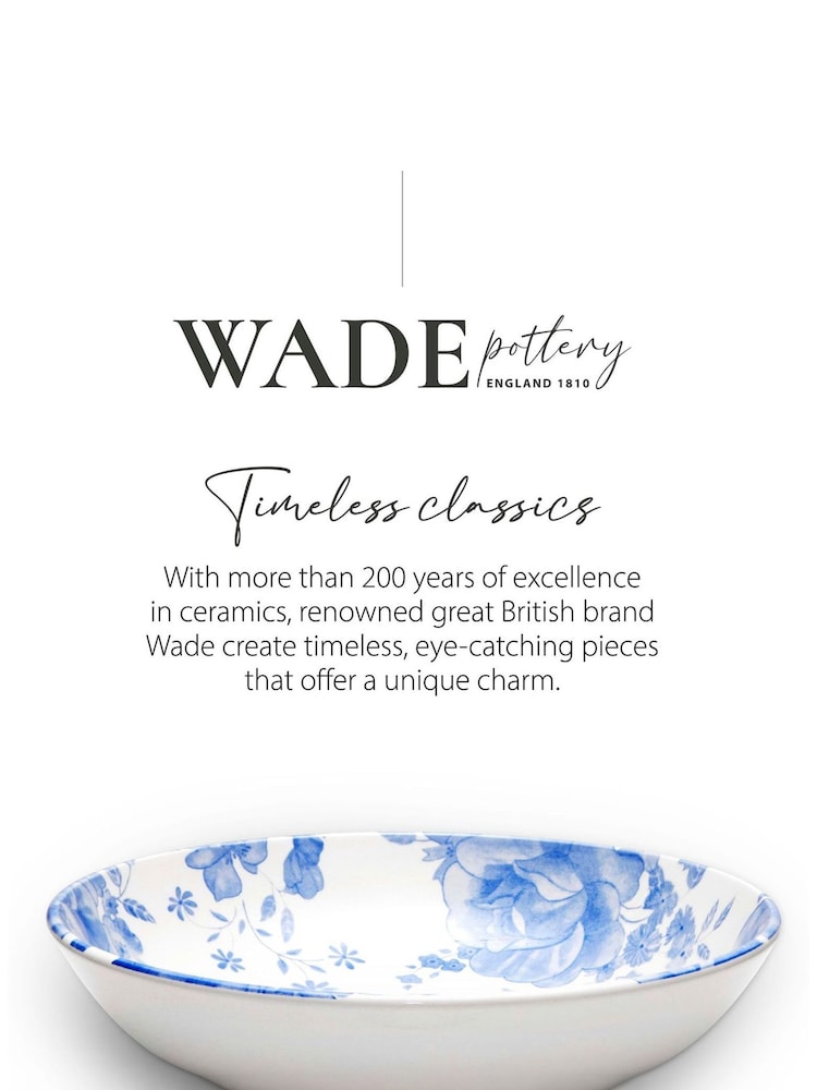 Wade Set of 4 Blue Floral Pattern Pasta Bowls - Image 3 of 3