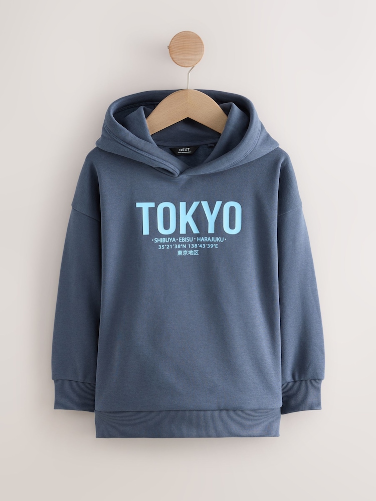 Blue Tokyo Older Boys Graphic Print Cross-Over Hoodie (3-16yrs) - Image 1 of 4