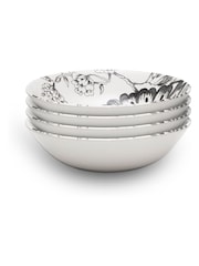 Wade Set of 4 Black Botanical Night Set of 4 Cereal Bowls Earthenware - Image 1 of 9