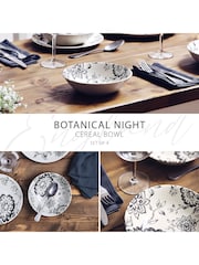 Wade Set of 4 Black Botanical Night Set of 4 Cereal Bowls Earthenware - Image 2 of 9