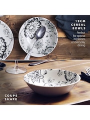 Wade Set of 4 Black Botanical Night Set of 4 Cereal Bowls Earthenware - Image 3 of 9