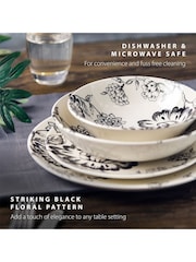 Wade Set of 4 Black Botanical Night Set of 4 Cereal Bowls Earthenware - Image 5 of 9