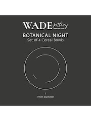 Wade Set of 4 Black Botanical Night Set of 4 Cereal Bowls Earthenware - Image 6 of 9