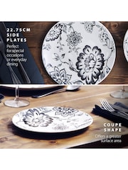 Wade Set of 4 Black Botanical Night Side Plates Earthenware - Image 3 of 9
