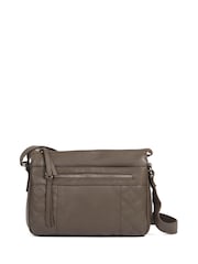 Pavers Brown Leather Zip-Close Shoulder Bag - Image 1 of 2