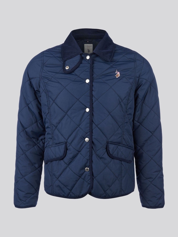 U.S. Polo Assn Blue Womens Quilted Collared Jacket - Image 1 of 6