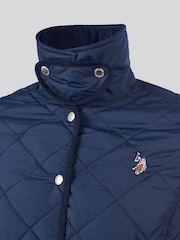 U.S. Polo Assn Blue Womens Quilted Collared Jacket - Image 4 of 6