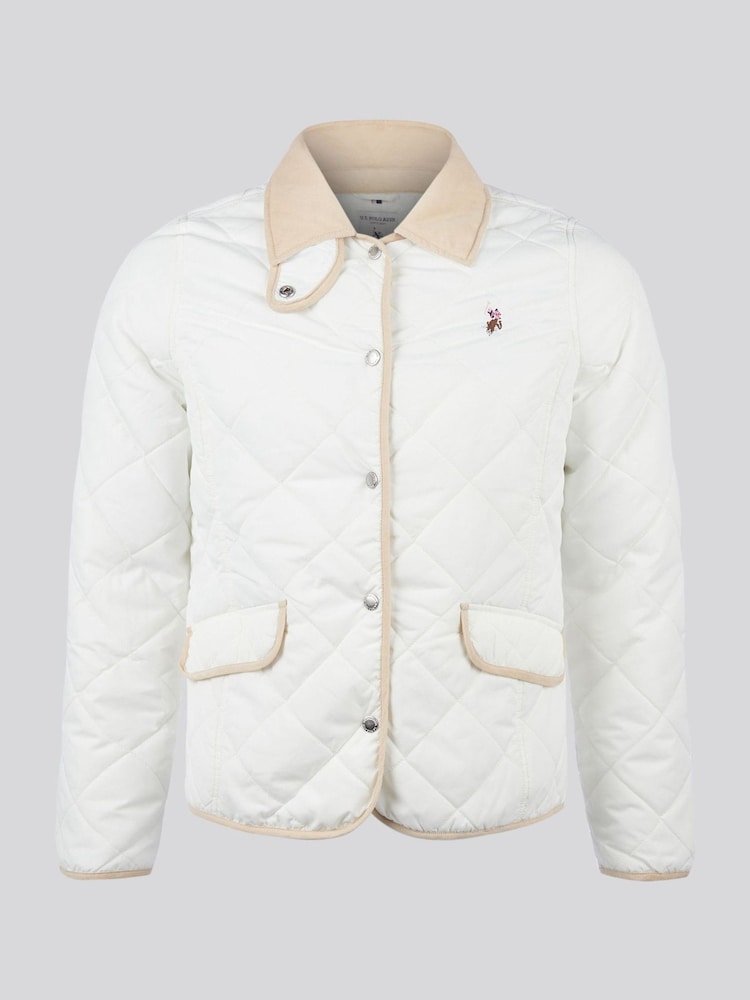 U.S. Polo Assn Cream Womens Quilted Collared Jacket - Image 1 of 6
