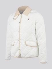 U.S. Polo Assn Cream Womens Quilted Collared Jacket - Image 2 of 6