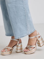 Simply Be Gold Extra Wide Fit Wide Fit Multi Strap Platform Heels - Image 2 of 4
