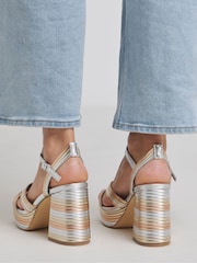 Simply Be Gold Extra Wide Fit Wide Fit Multi Strap Platform Heels - Image 3 of 4