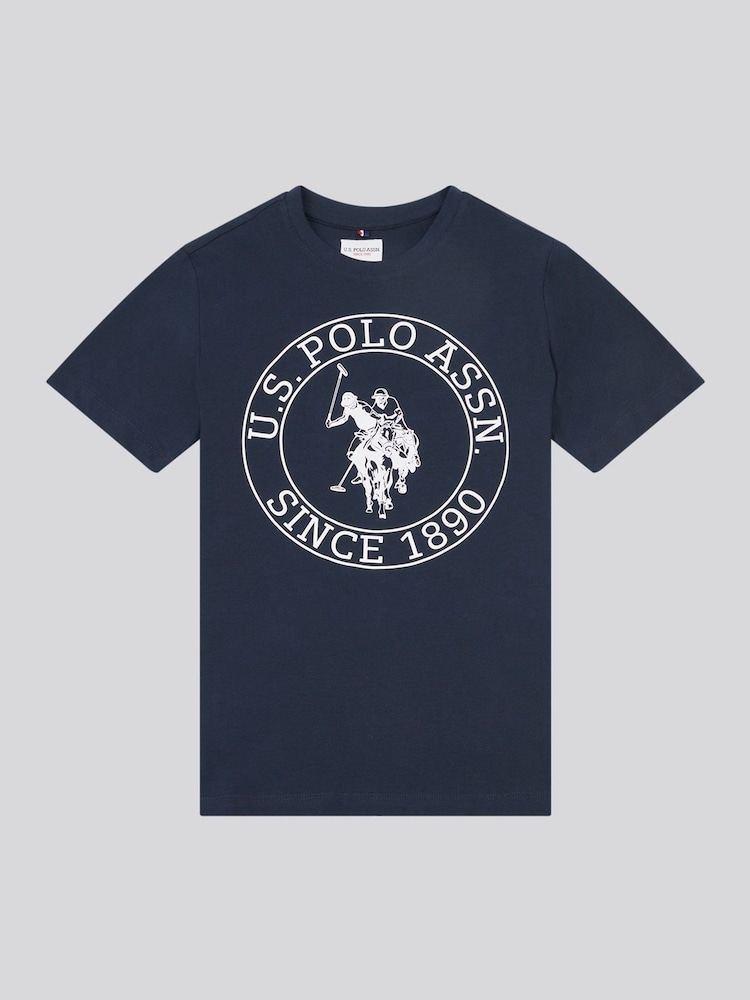 U.S. Polo Assn. Sky Blue Boys 100% Cotton Circle Print T-Shirt - Image 1 of 3