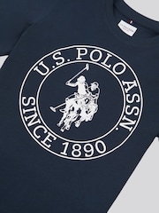 U.S. Polo Assn. Sky Blue Boys 100% Cotton Circle Print T-Shirt - Image 3 of 3