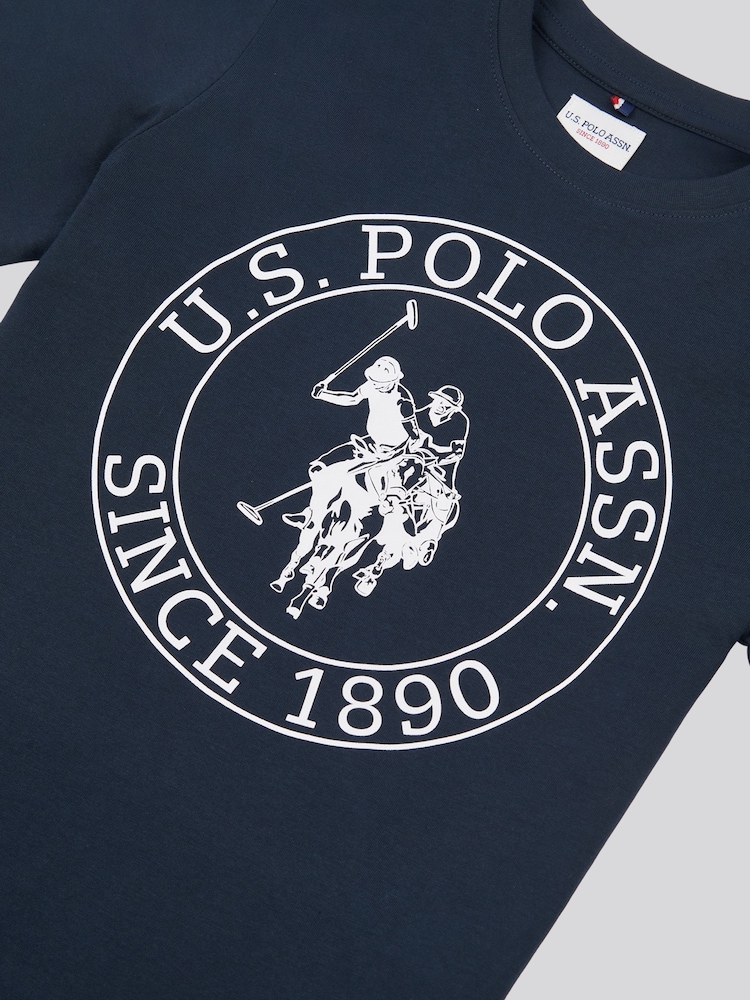 U.S. Polo Assn. Sky Blue Boys 100% Cotton Circle Print T-Shirt - Image 3 of 3