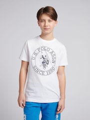 U.S. Polo Assn. White Boys 100% Cotton Circle Print T-Shirt - Image 1 of 8