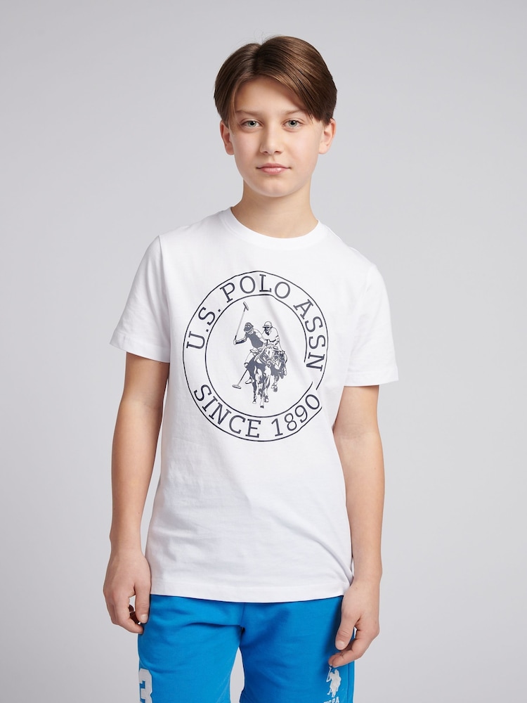 U.S. Polo Assn. White Boys 100% Cotton Circle Print T-Shirt - Image 1 of 8