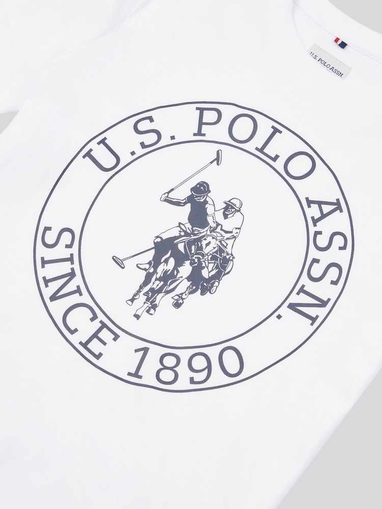 U.S. Polo Assn. White Boys 100% Cotton Circle Print T-Shirt - Image 8 of 8
