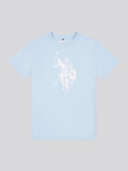 U.S. Polo Assn Blue Boys Double Horsemen Graphic Print 100% Cotton T-Shirt - Image 6 of 8