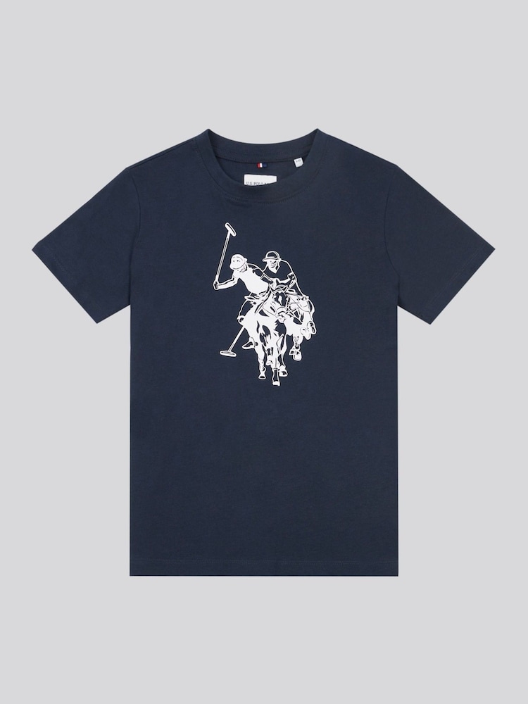 U.S. Polo Assn Light Blue Boys Double Horsemen Graphic Print 100% Cotton T-Shirt - Image 1 of 1