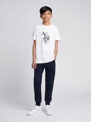 U.S. Polo Assn White Boys Double Horsemen Graphic Print 100% Cotton T-Shirt - Image 3 of 8