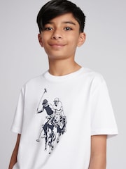 U.S. Polo Assn White Boys Double Horsemen Graphic Print 100% Cotton T-Shirt - Image 4 of 8