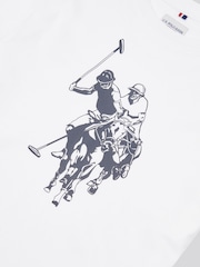 U.S. Polo Assn White Boys Double Horsemen Graphic Print 100% Cotton T-Shirt - Image 8 of 8