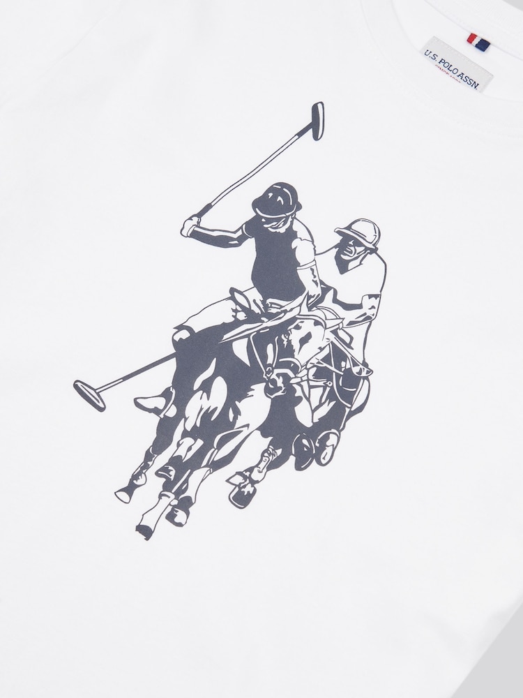 U.S. Polo Assn White Boys Double Horsemen Graphic Print 100% Cotton T-Shirt - Image 8 of 8