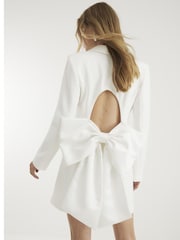 River Island White Bow Open Back Blazer Dress - Image 2 of 5