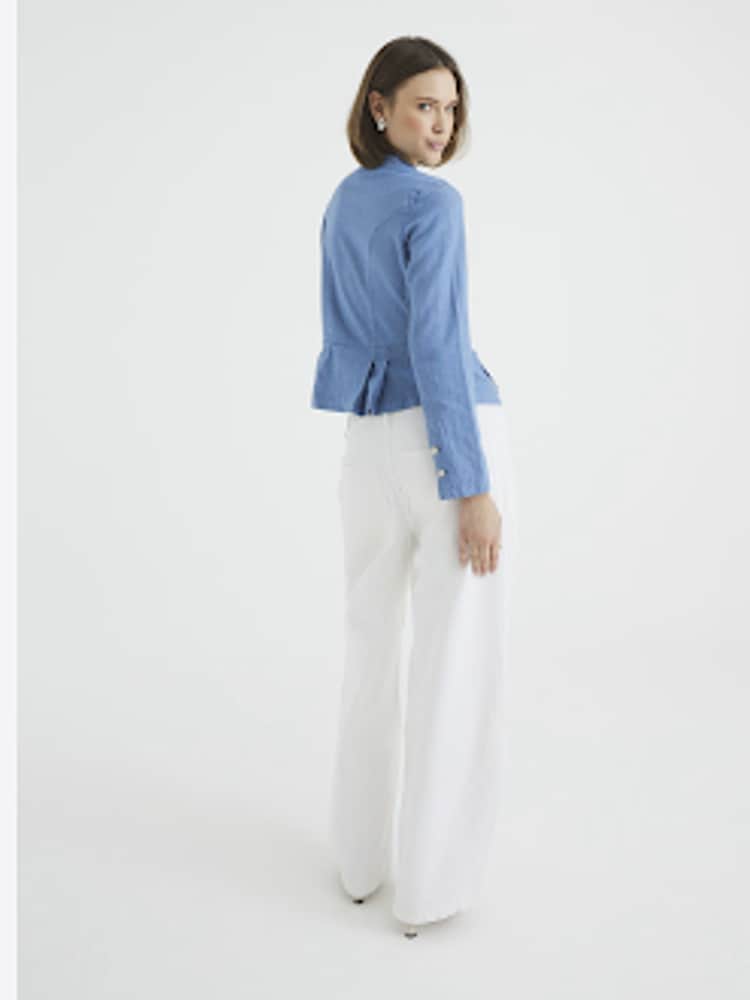 River Island Blue Embroidered Lace Cotton Shirt - Image 3 of 4