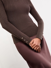 Lipsy Chocolate Brown Knitted Roll Neck Jumper - Image 4 of 5
