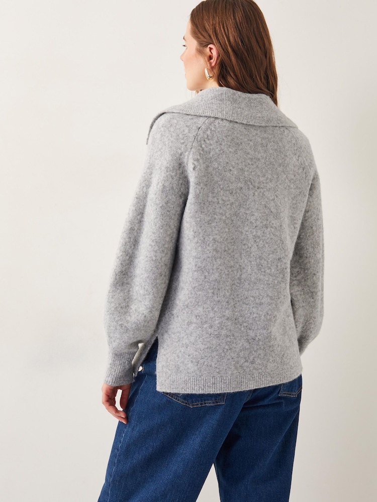 Monsoon Grey Clay Collar Cardigan - Image 3 of 5