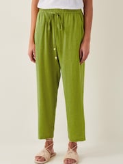 Monsoon Green Penina Drawstring Wide Leg Trousers - Image 2 of 4