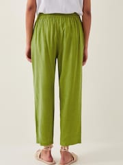 Monsoon Green Penina Drawstring Wide Leg Trousers - Image 3 of 4